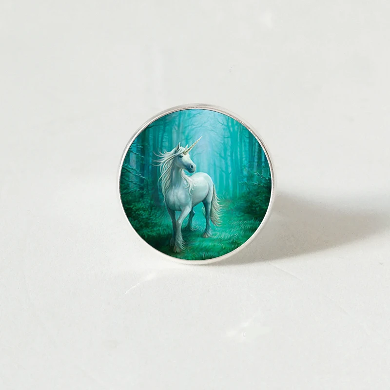 Модное винтажное кольцо в стиле стимпанк с изображением белого единорога ретро