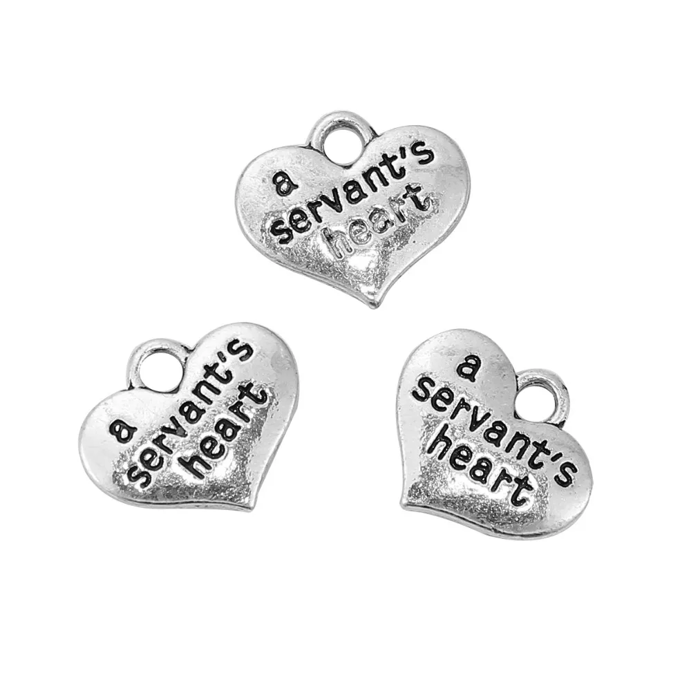 DoreenBeads подвески из цинкового сплава Резные сообщения в форме сердца серебряный