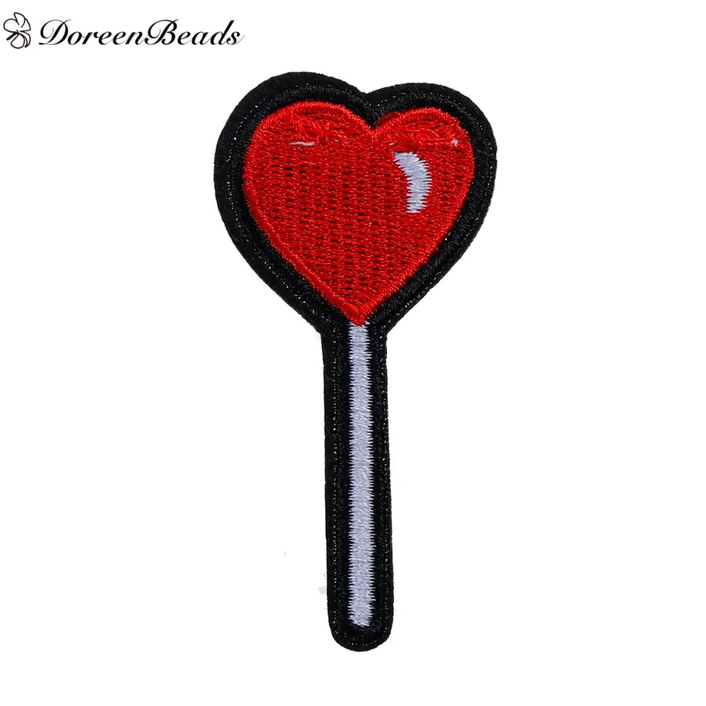 DoreenBeads 5 шт. полиэстер нашивки аппликации DIY Скрапбукинг Ремесло леденец красное