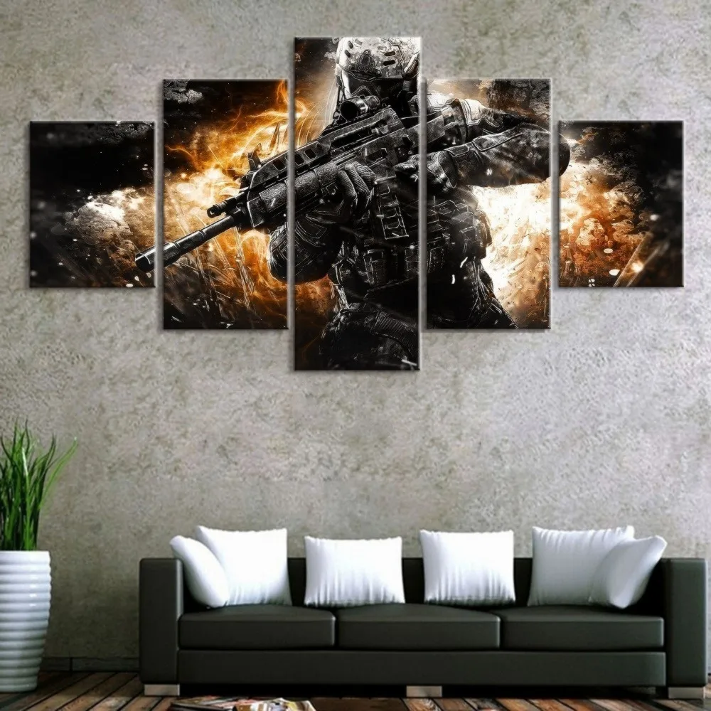 Call of Duty Soldiers 5P картины печать на холсте HD Абстрактная Картина офисная настенная