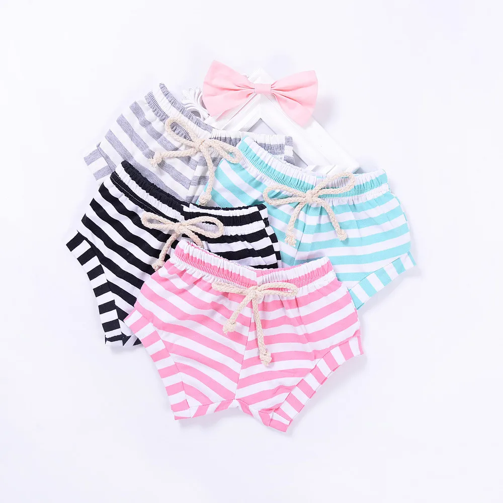 Полосатые шорты для маленьких мальчиков и девочек летние костюмы с Шароварами
