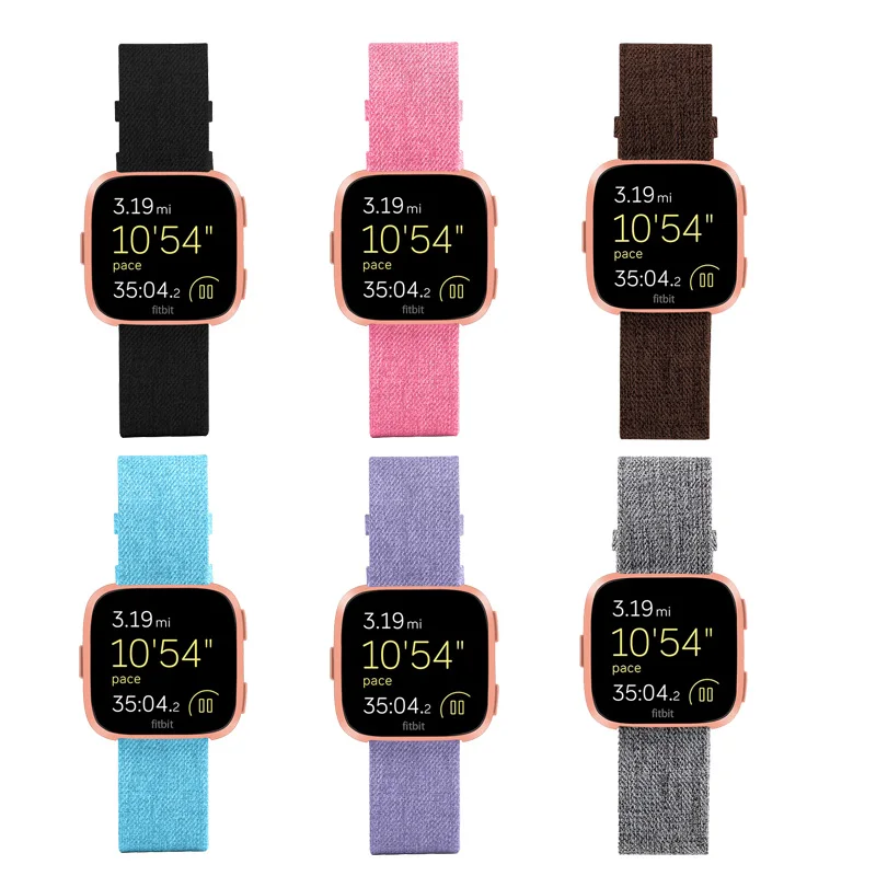 Ремешок брезентовый для наручных часов Fitbit Versa красивый цветной браслет с