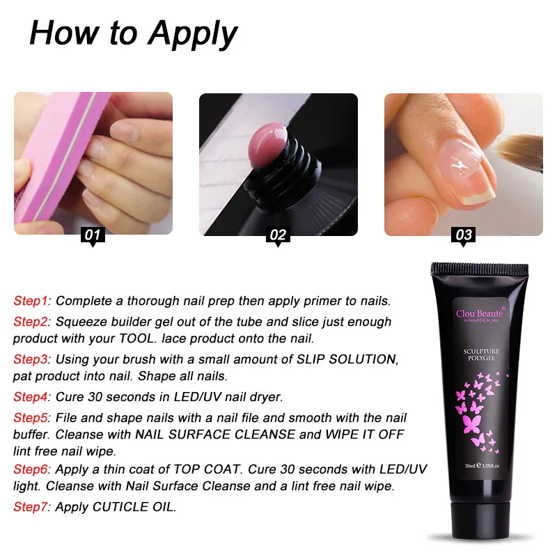 Clou Beaute строительный Гель-лак для ногтей розовый, белый, прозрачный УФ-Гель-лак для наращивания ногтей быстростроительный Желейный гель французский маникюр