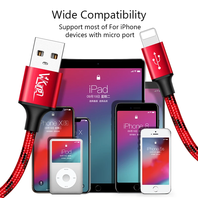 Для iphone USB кабель 1,2 A для зарядки данных м/2 м/3 м для iphone X XS XR 8 7 6 6 S телефонный кабель металлический нейлоновый плетеный кабель для быстрой зарядки
