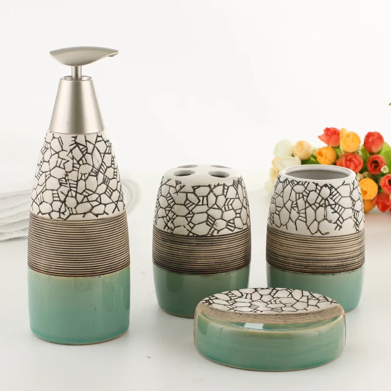 4 шт./лот аксессуары для ванной комнаты керамический диспенсер мыла чашка