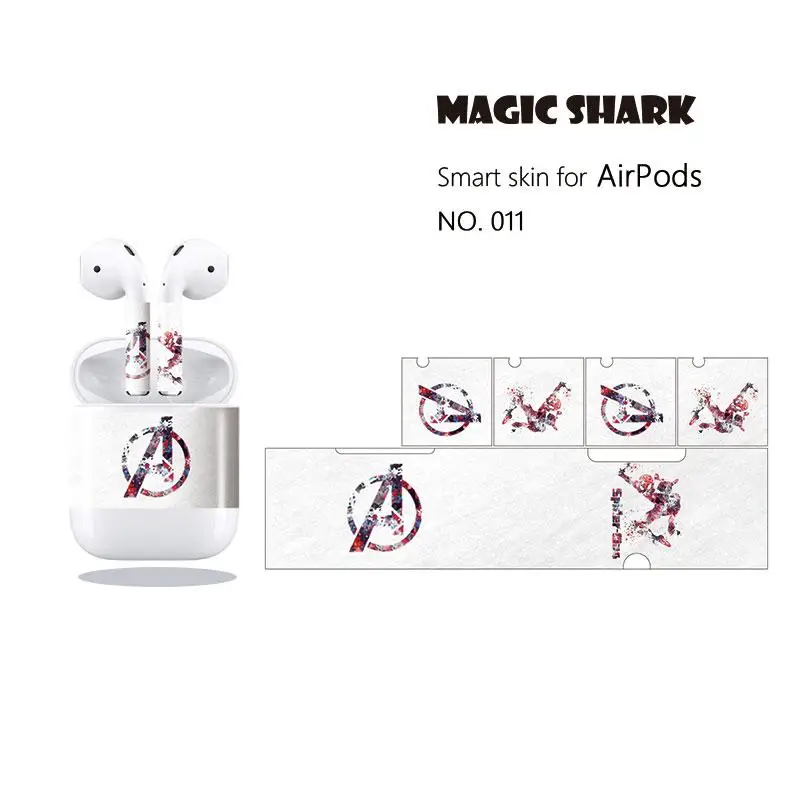 Волшебная Акула DC Супермен Паук Дэдпул обернуть стикер чехол пленка для Apple Airpods