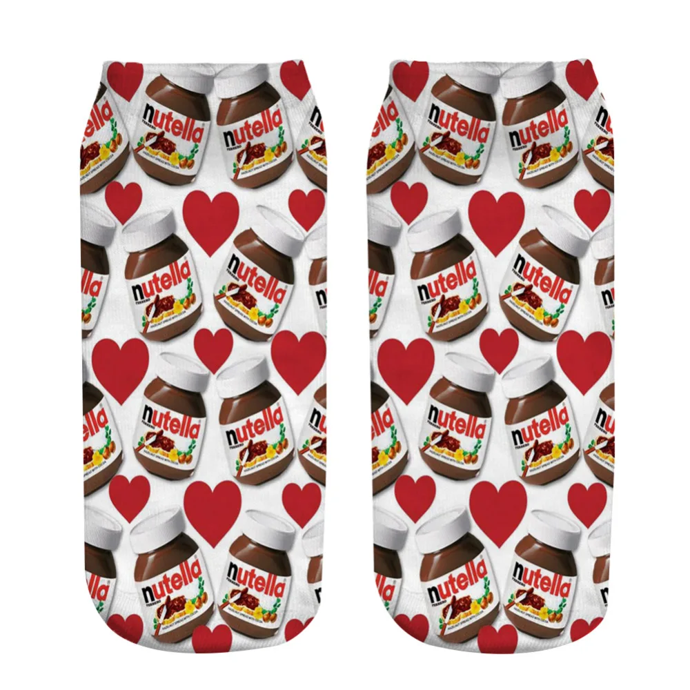 1 пара милые женские носки с принтом Nutella забавные носки с 3D принтом модные носки из полиэстера 19*8 см