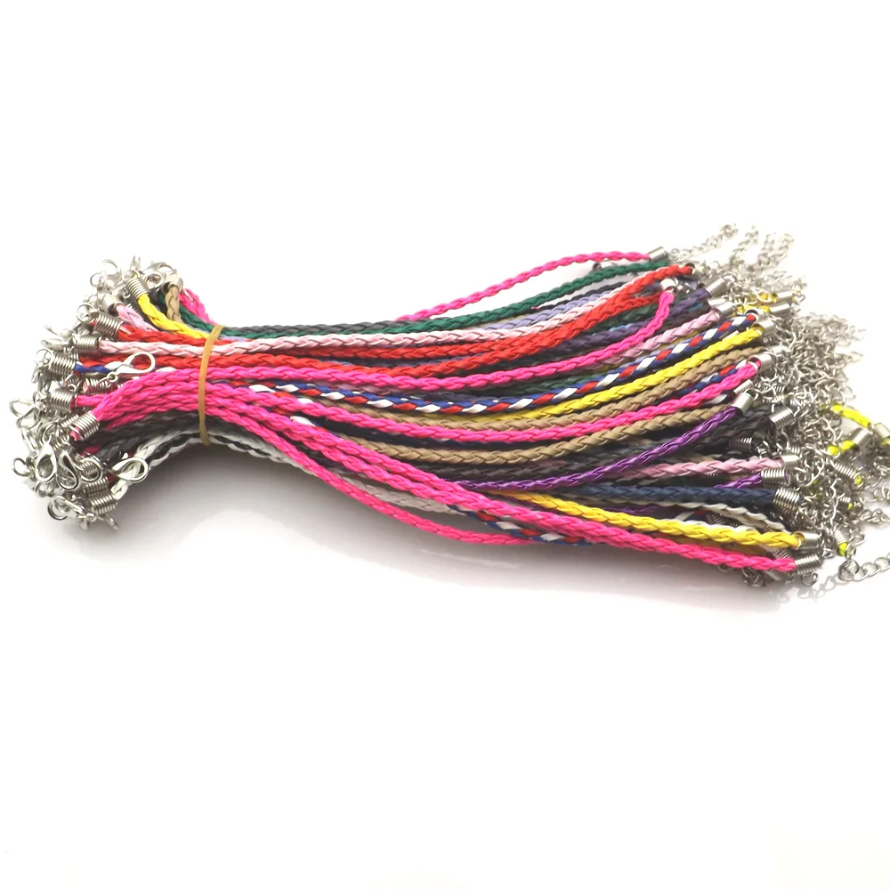 Плетеные Кожаные Браслеты 100 шт./лот смешанных цветов длина 20 см с застежкой