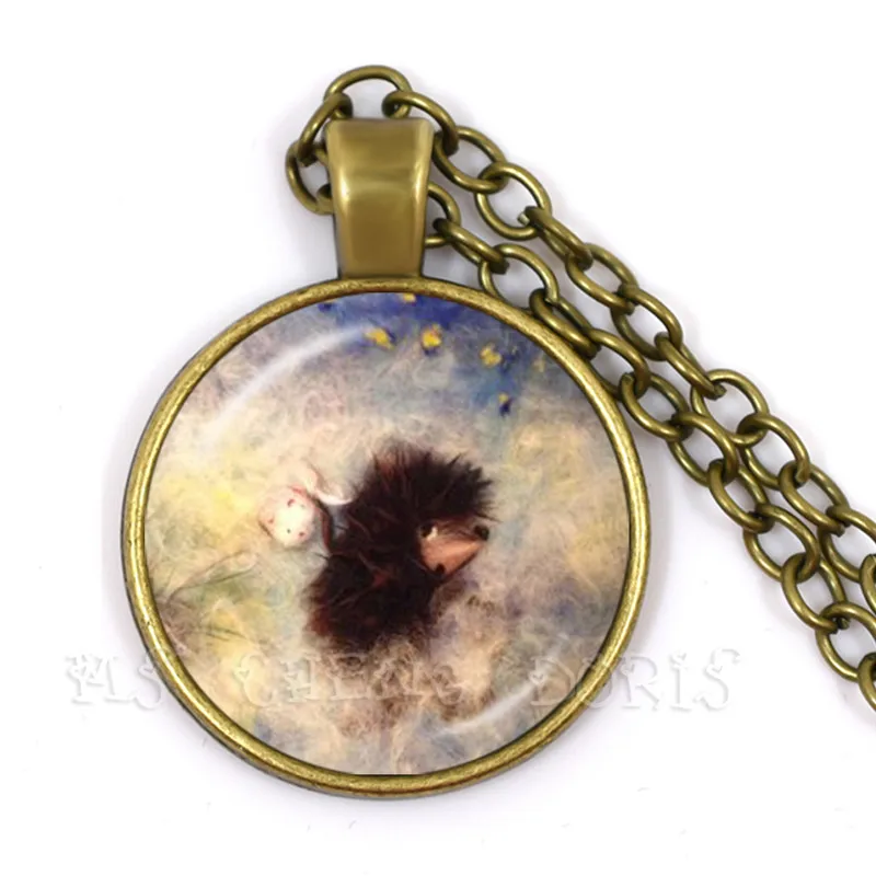 The Hedgehog in the Mist Necklace 25mm Glass Dome Pendant Little In Fog Creative Jewelry For Women Men Kids Gift | Украшения и