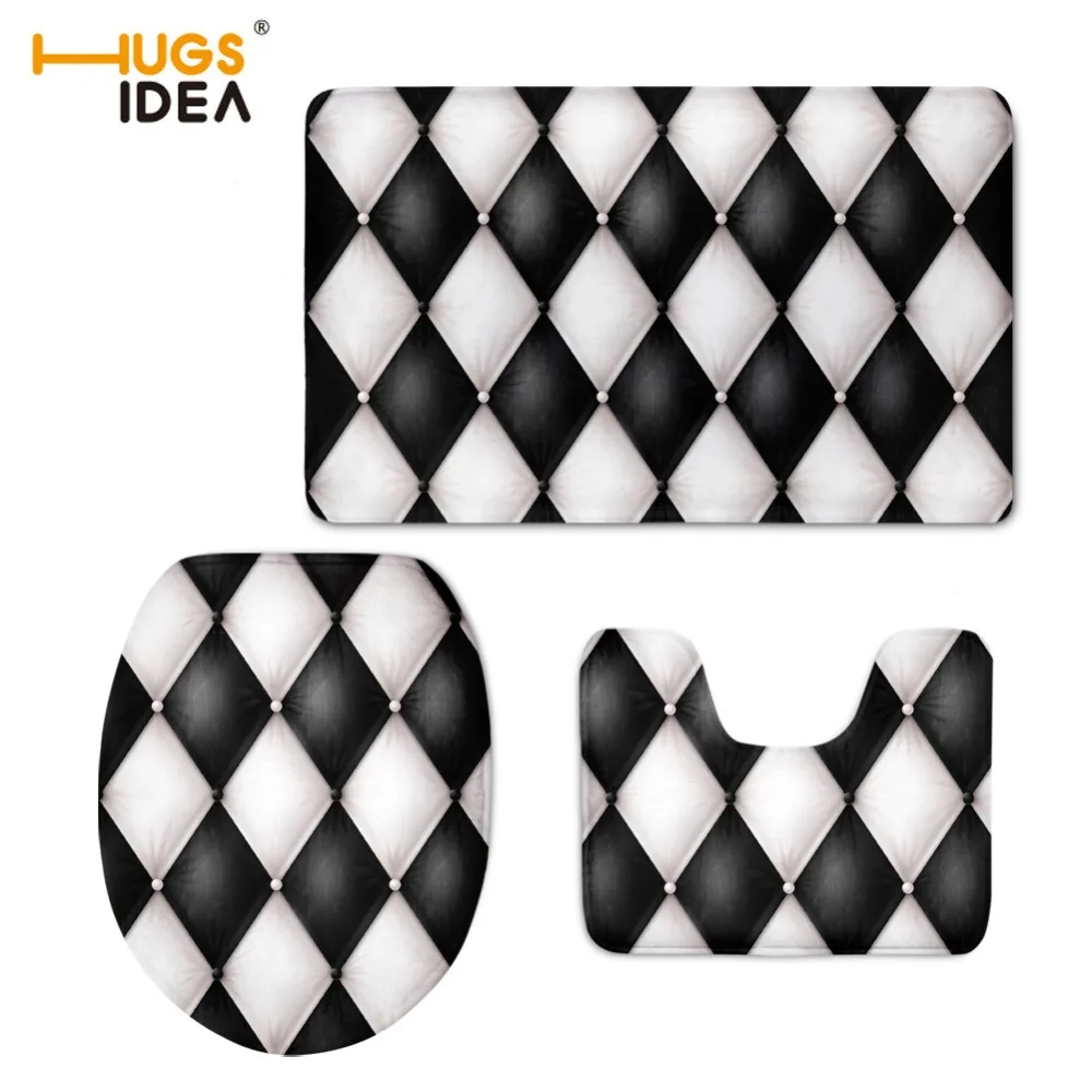 

HUGSIDEA 3D Multi-color Printing 3PCS Set Bathroom Slip Resistance Floor Carpets Fashion Area Rugs for Home Hotel WC Toilet Pads