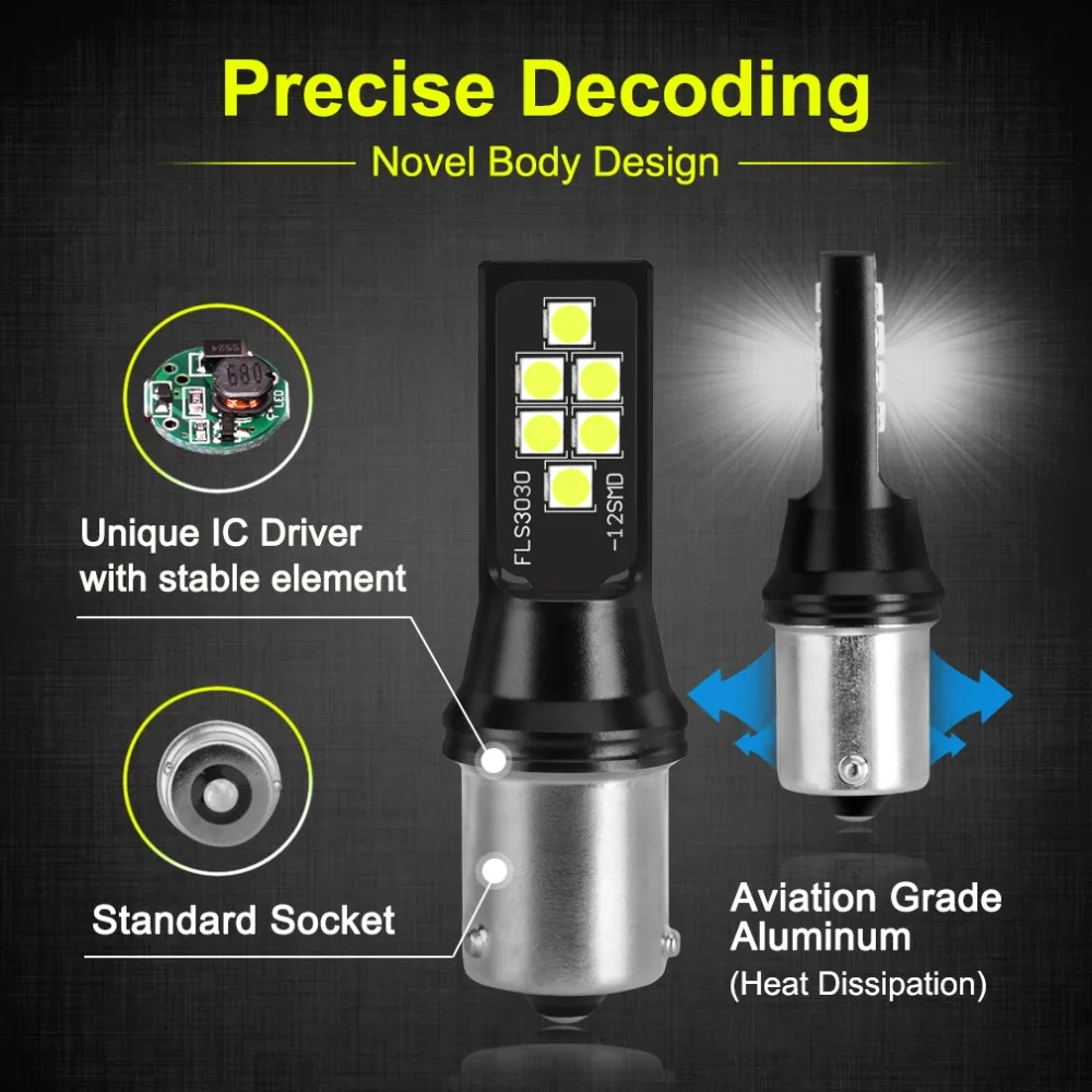 S &amp D BAU15S 1156 PY21W светодиодный светильник для автомобиля 12 SMD 3030 чипов супер яркий