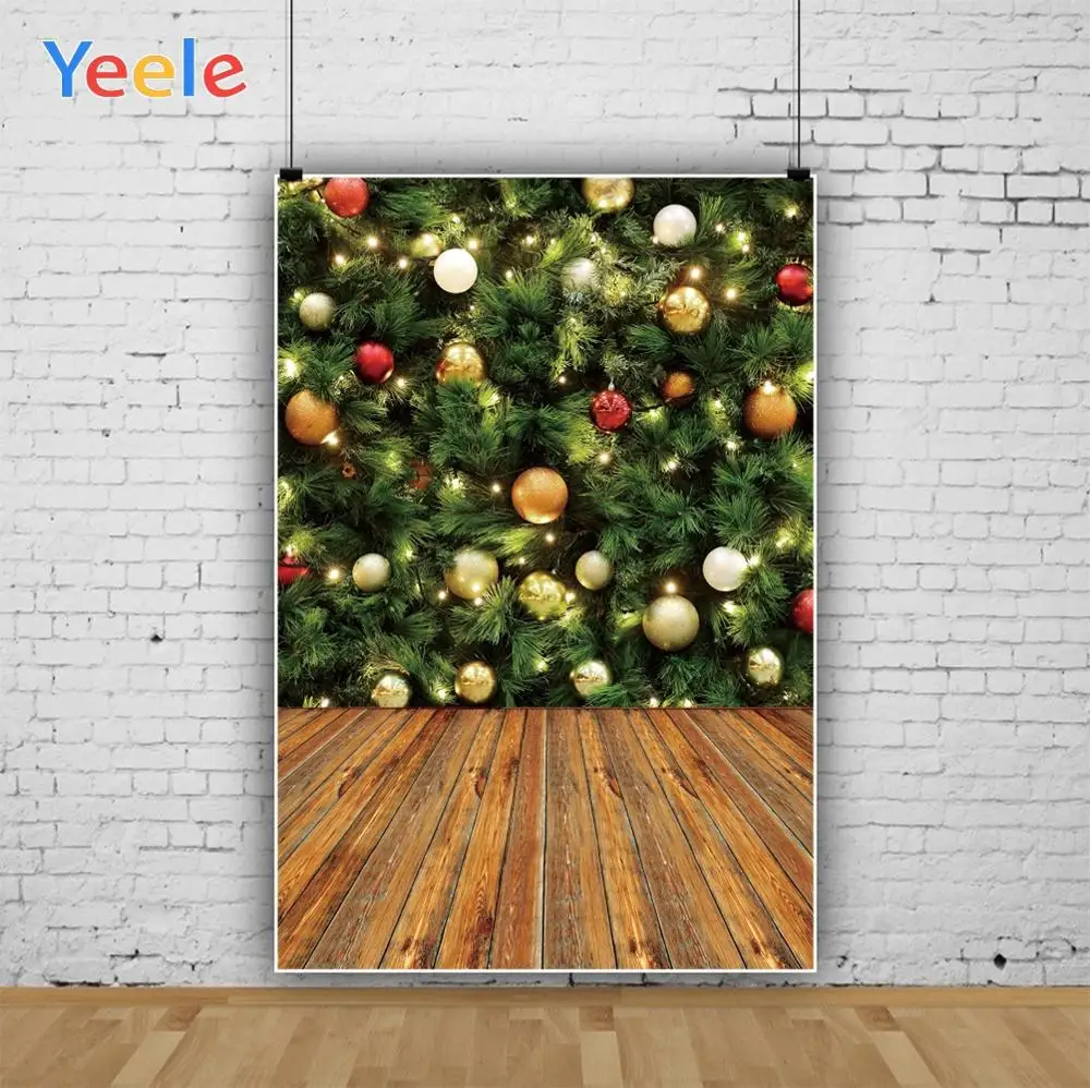 Фон для профессиональной фотосъемки Yeele с изображением зеленых рождественских