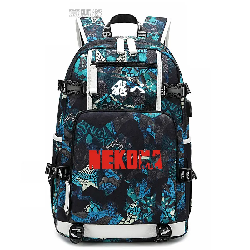 Haikyu рюкзак для студентов Mochila школьный рюкзак с принтом сумка для ноутбука мужские дорожные сумки usb зарядка ранец haikyuu Оксфорд рюкзаки - Цвет: 023