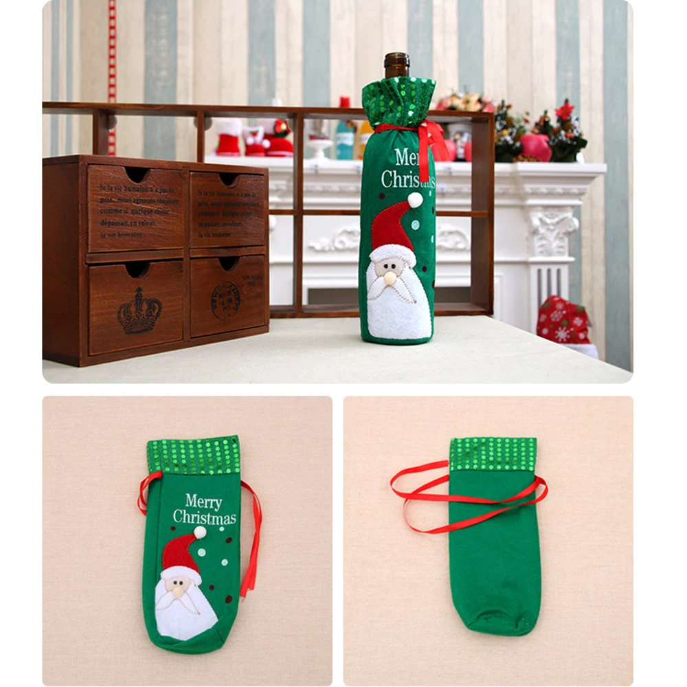 Комплект из 2 предметов Рождественские бутылки вина Декор Санта Клаус Снеговик