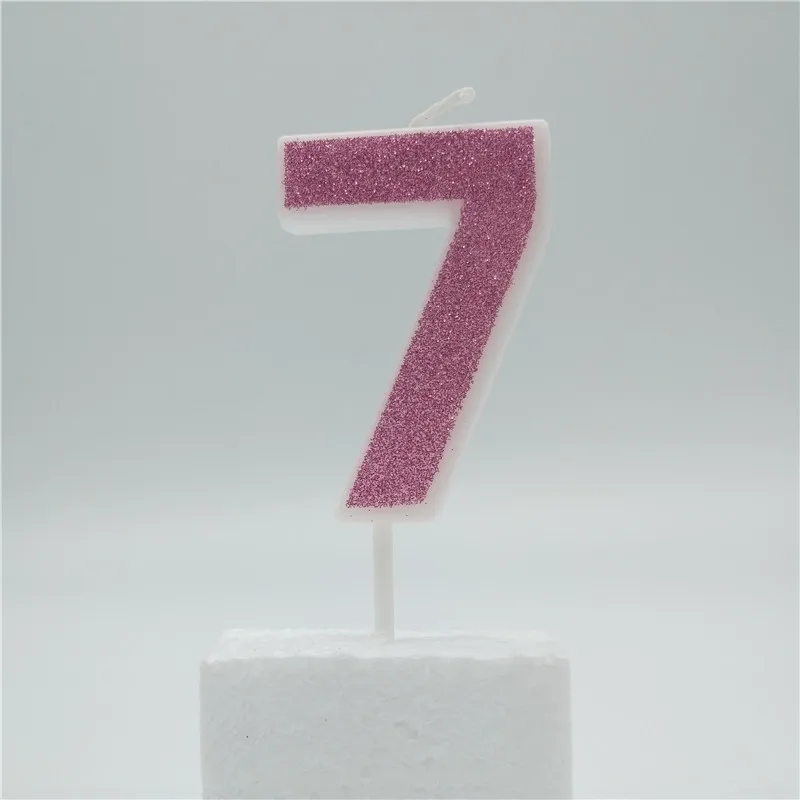 pink 7 Топпер для торта «С Днем Рождения» Сияющий синий номер свечи для торта для детей Девочка Мальчики бар детский душ Свадебные принадлежности украшения - Цвет: pink 7