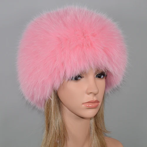 pink Новая женская уличная зимняя шапка из натурального меха лисы, эластичная теплая мягкая пушистая шапка из меха лисы, шапка-бомбер из натурального меха лисы - Цвет: pink