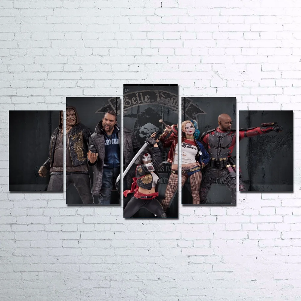 Wall Artwork Home Decor 5 Pieces Squad Superhero Team Paintings Boy Bedroom Modern Frame Canvas Poster Modular Prints Pictures | Дом и сад