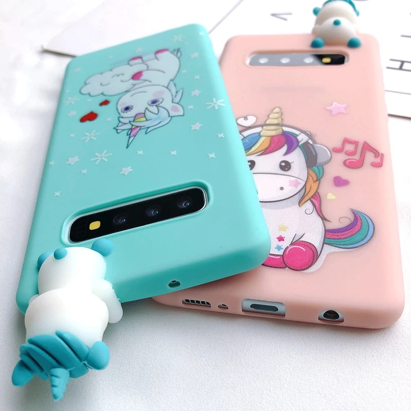 S8 S9 S10 3D чехол для Etui samsung Galaxy S8 S9 S10 Plus чехол Note 8 9 медведь Единорог Kawaii чехол для Coque samsung S7 Edge чехол