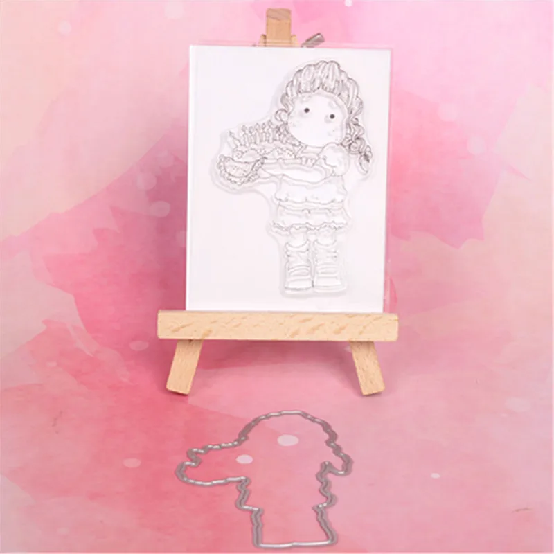 Красивая девушка металла резки штампы или прозрачный значок для DIY