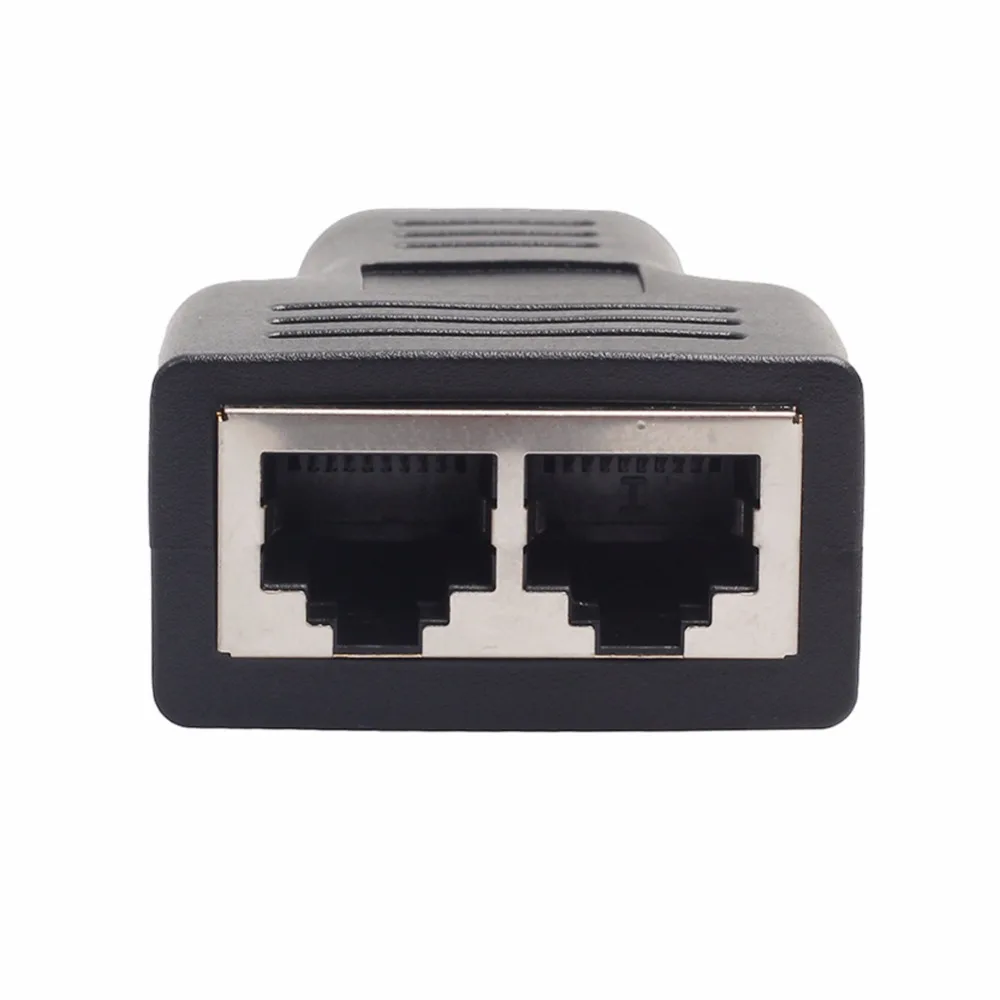 Factory Price 1pc Plastic Copper Core 1 To 2 LAN RJ45 Connector Network Cable Splitter Extender Plug Adapter Black | Компьютеры и офис