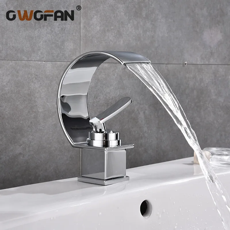 

Basin Faucet Waterfall Silve Color Bathroom Basin sink Faucet Cold and Hot Water Mixer Single Handle Bathroom Tap S79-419
