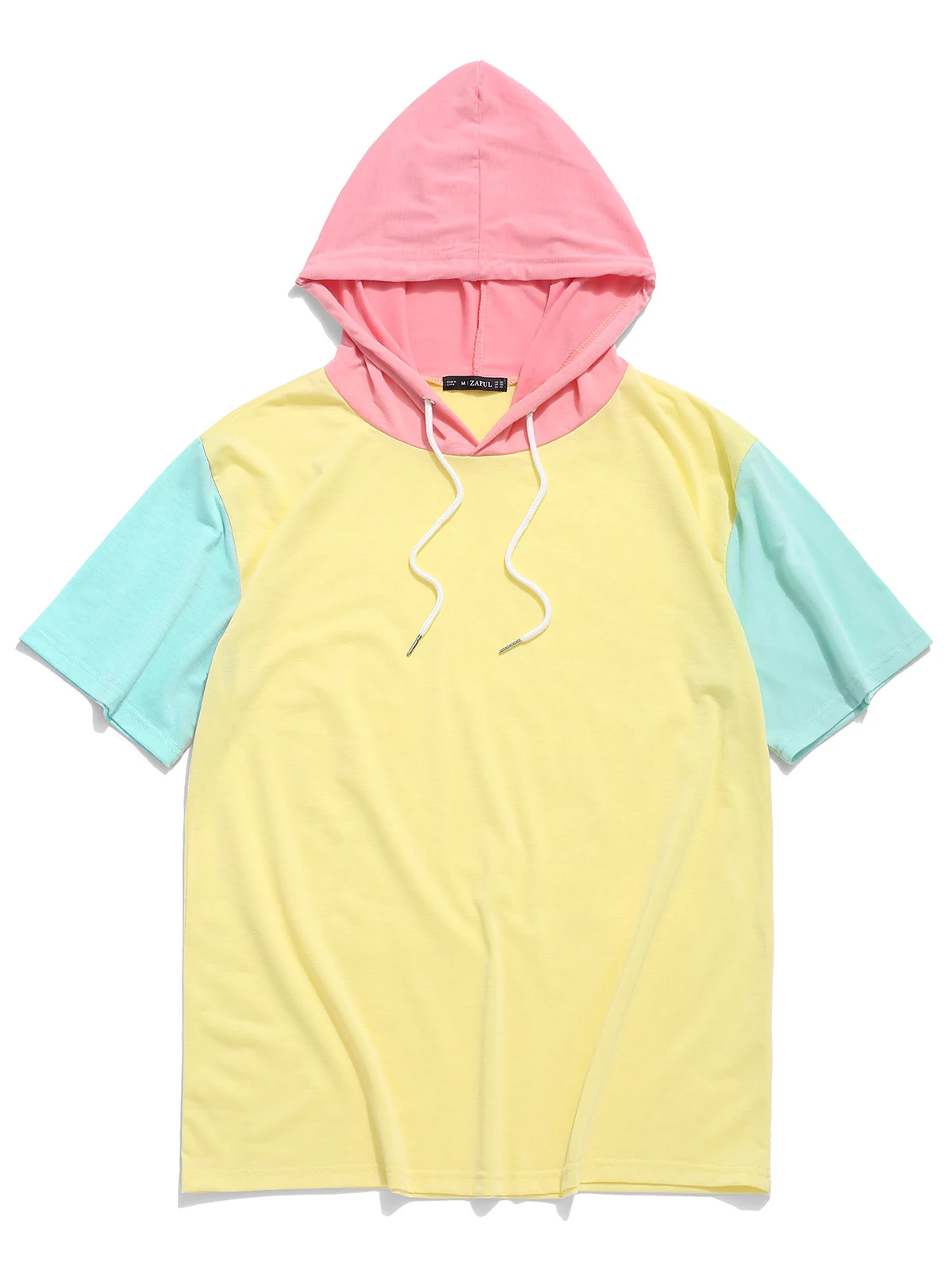 ZAFUL New Summer Color Block Splicing Hooded Men'S T-Shirt Fashion T Shirt Men Top Male Summer Short Sleeve Own Sex Kpop Hoodies