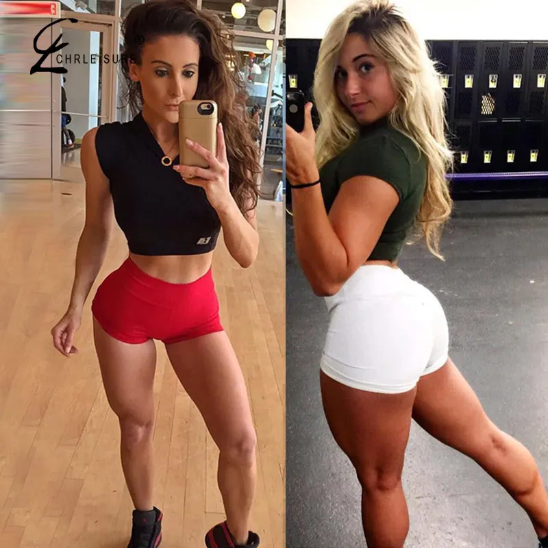 Женские шорты пуш ап CHRLEISURE спортивная одежда с высокой талией пикантные черные