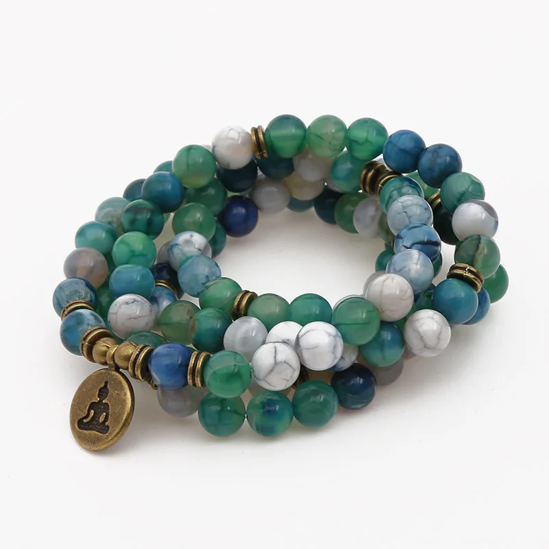 Fashion New Natural Icy Onyx Bracelet 108 Mala Buddha Pedant or Necklace Energy Yoga For Women Man Jewelry | Украшения и