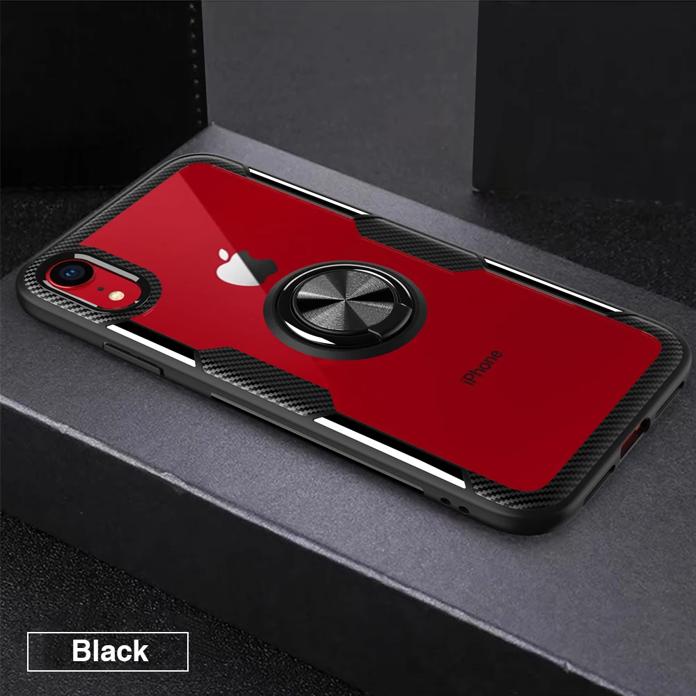 Чехол для телефона для iphone 11 Pro XS Max чехол прозрачный автомобильный Магнитный чехол-держатель для iphone 7 6 S 6 S 8 Plus X XR чехол 7Plus Coque Fundas - Цвет: Black