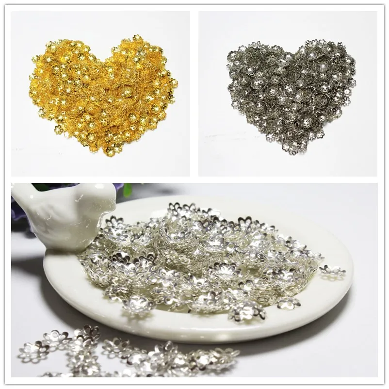 Бусины для изготовления ювелирных изделий металлические золотистые серебристые