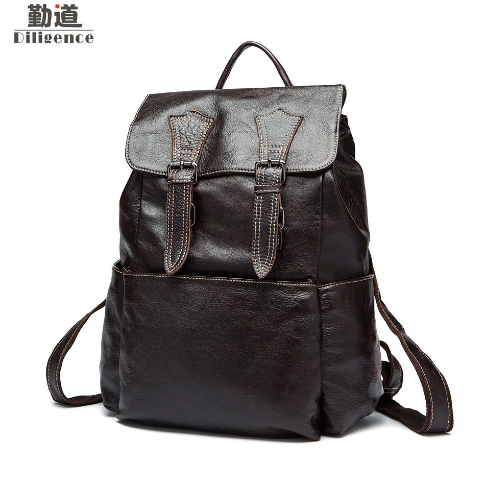 Мужские рюкзаки из натуральной кожи 13 дюймов сумки для ноутбука модный школьный