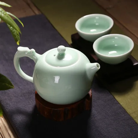 

3PCS/Sets Quik Cup Boutiques Longquan Celadon Carp Kung Fu Tea Set Chinese Ceramics Health Care Teaset 1 Teapot 2 Tea Cup New