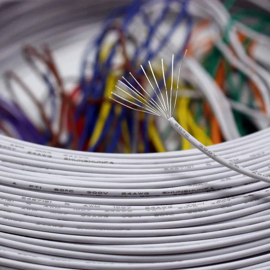 EClyxun 5 метров UL1007 UL 1007 24AWG 11/0. 16TS 80C 300V 1 4 мм ПВХ электронный кабель сертификация 10