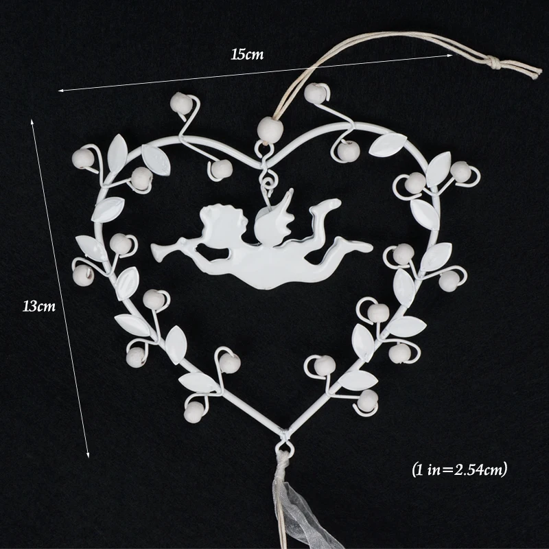 1 шт. украшения для Рождественского Ангела белое металлическое сердце елочные