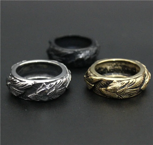 Прямая поставка 3 цвета Крутое Золотое модное черное кольцо с волком в стиле панк