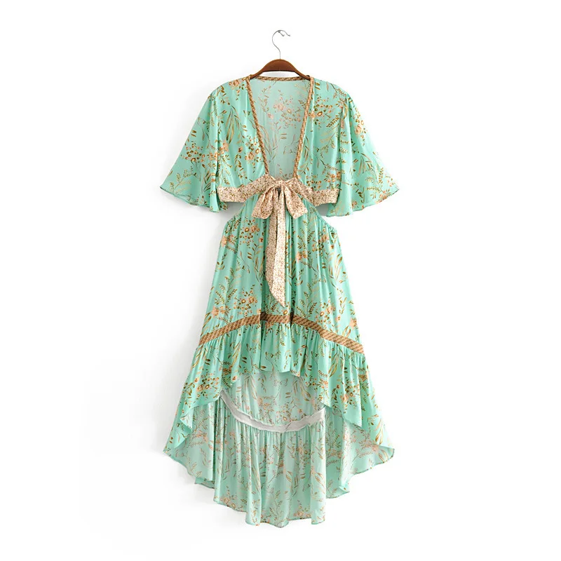 Женское платье с открытой спиной Boho Chic винтажное асимметричное пляжное