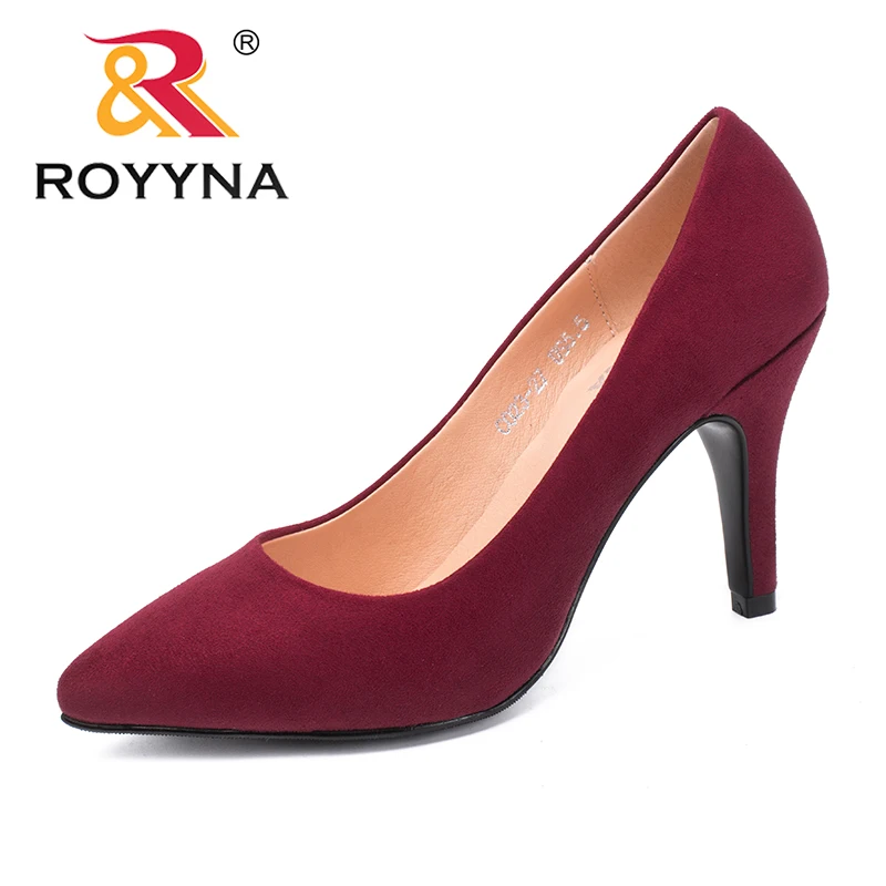 ROYYNA/Новое поступление; женские туфли-лодочки в сдержанном стиле; женские модельные туфли с острым носком; Женская Офисная обувь из флока; удобная обувь;