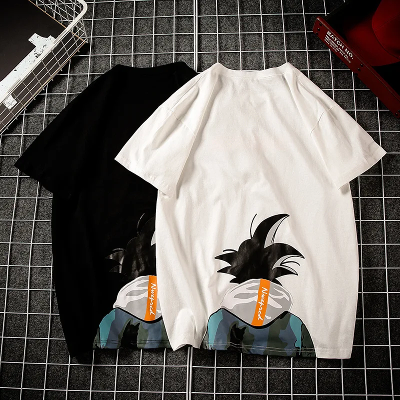 2109 SLOUPPG Dragon Ball японский хараджику Catton принт Мужская футболка хип хоп стиль