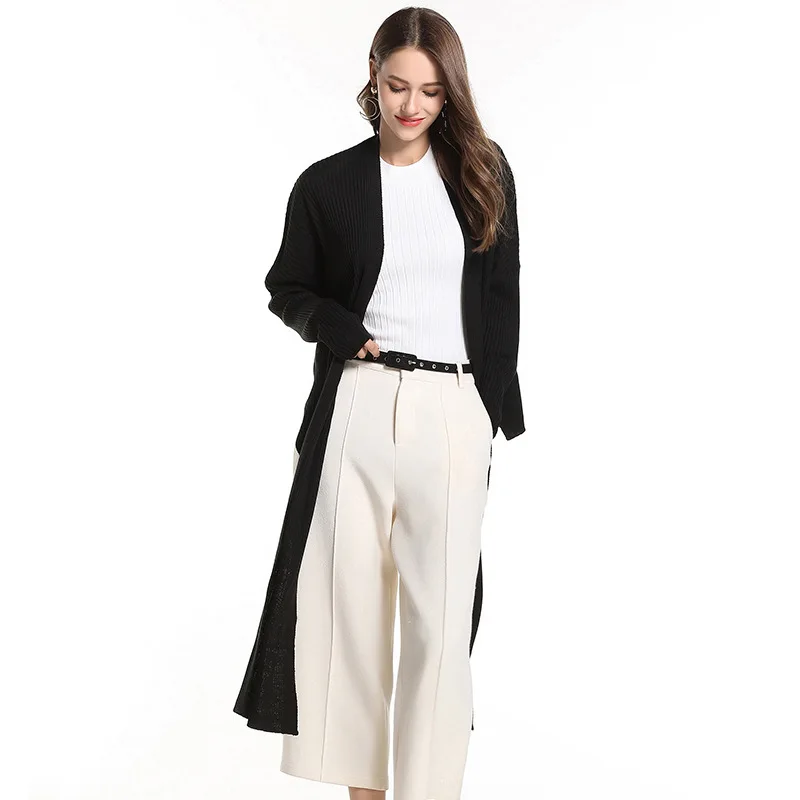 2019 women clothing long sleeve solid relaxed asymmetrical sweater Tops Female fashion casual loose knitted cardigans coat |
