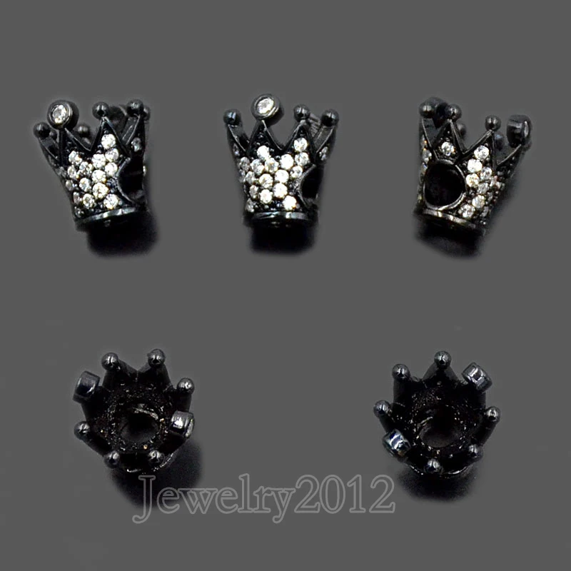 10 шт./лот Циркон Корона король большое отверстие драгоценных камней микро