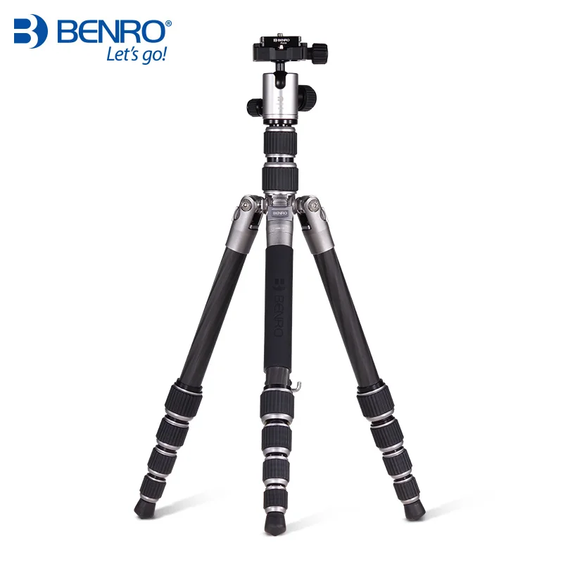 Titanium Benro MC09 штатив из углеродного волокна, портативные штативы для камеры, перезаряжаемый монопод, 5 секций, сумка для переноски, максимальная загрузка 6 кг, DHL - Цвет: Titanium