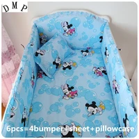 6pcs cartoon baby bedding set health cotton bumper paracolpi lettino baby cot sets baby bed 4bumperssheetpillow cover