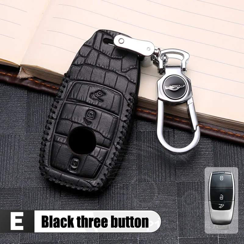 E Black Для Mercedes Benz W203 W204 W212 C180 GLK300 CLS CLK CLA SLK C S N E класс дистанционный ключ дистанционного управления чехол кожаный чехол для ключей набор мешок - Название цвета: E Black