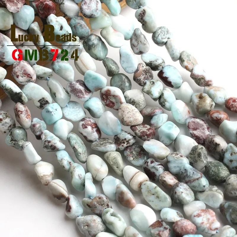 6-8mm Irregular Shape Natural Genuine Larimar Stone Beads for Jewelry Making 15inches DIY Bracelet | Украшения и аксессуары