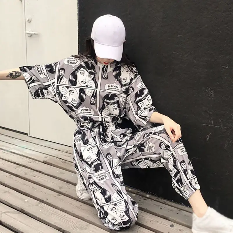 2 шт./компл. футболка с коротким рукавом и мультяшным принтом для девочек в стиле