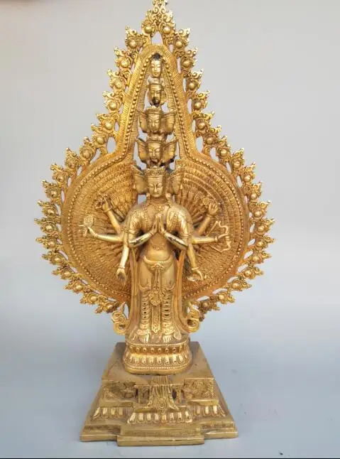 

Chinese buddhist pure brass eight arm Thousand-Hand Kwan-yin statue