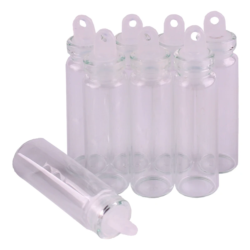 

Dia 11x35x6.5mm 2ml tiny Transparent Glass Bottles Jars Vials with plastic lid for Wedding Gift DIY Pendant Craft