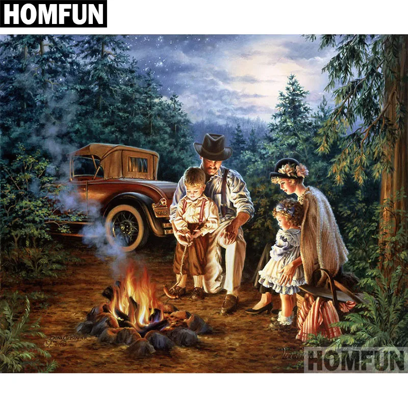 

HOMFUN Full Square/Round Drill 5D DIY Diamond Painting "Forest vacation" Embroidery Cross Stitch 5D Home Decor Gift A06354