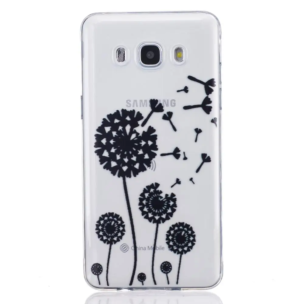 Черный Цветочные Пейсли Цветок Мандалы Рисунком Мягкий Чехол Для ТПУ Samsung Galaxy J510