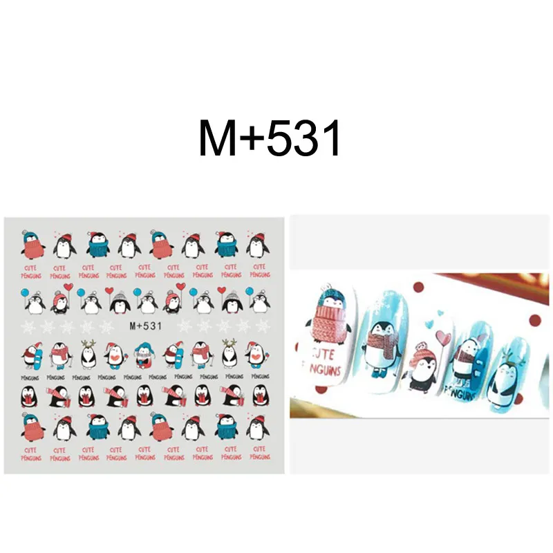 Наклейки для ногтей наклейки снеговик пингвины рождественская елка Харадзюку